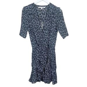 Veronica Beard Womens Black Floral Ruffle Pleated Silk Mini Dress Size 0 Dakota